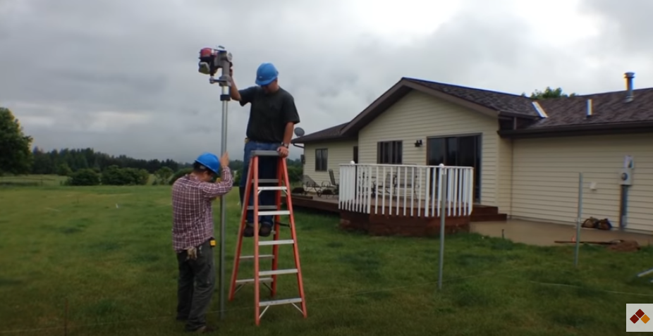 Using the Rhino GPD-40 Post Driver to finish the fence job in inclement weather