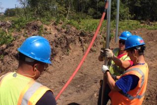 How we drive fence posts on a large chain link job