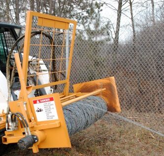 The rapid roller collects used barbed wire in a spool