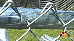 Self-Locking Fabric Bands offer a neat, professional look on residential chain link fence jobs
